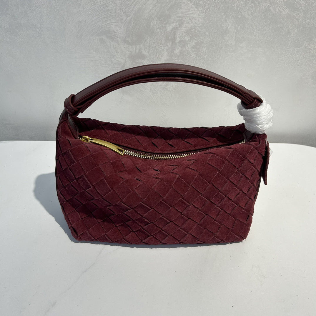 Woven Cowhide Leather Shoulder Bag