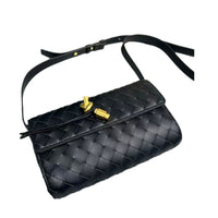 Premium Cowhide Leather Woven Mini Shoulder Bag – Crossbody & Handbag