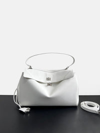 Chain Strap Leather Crossbody Bag – Elegant Lock Closure