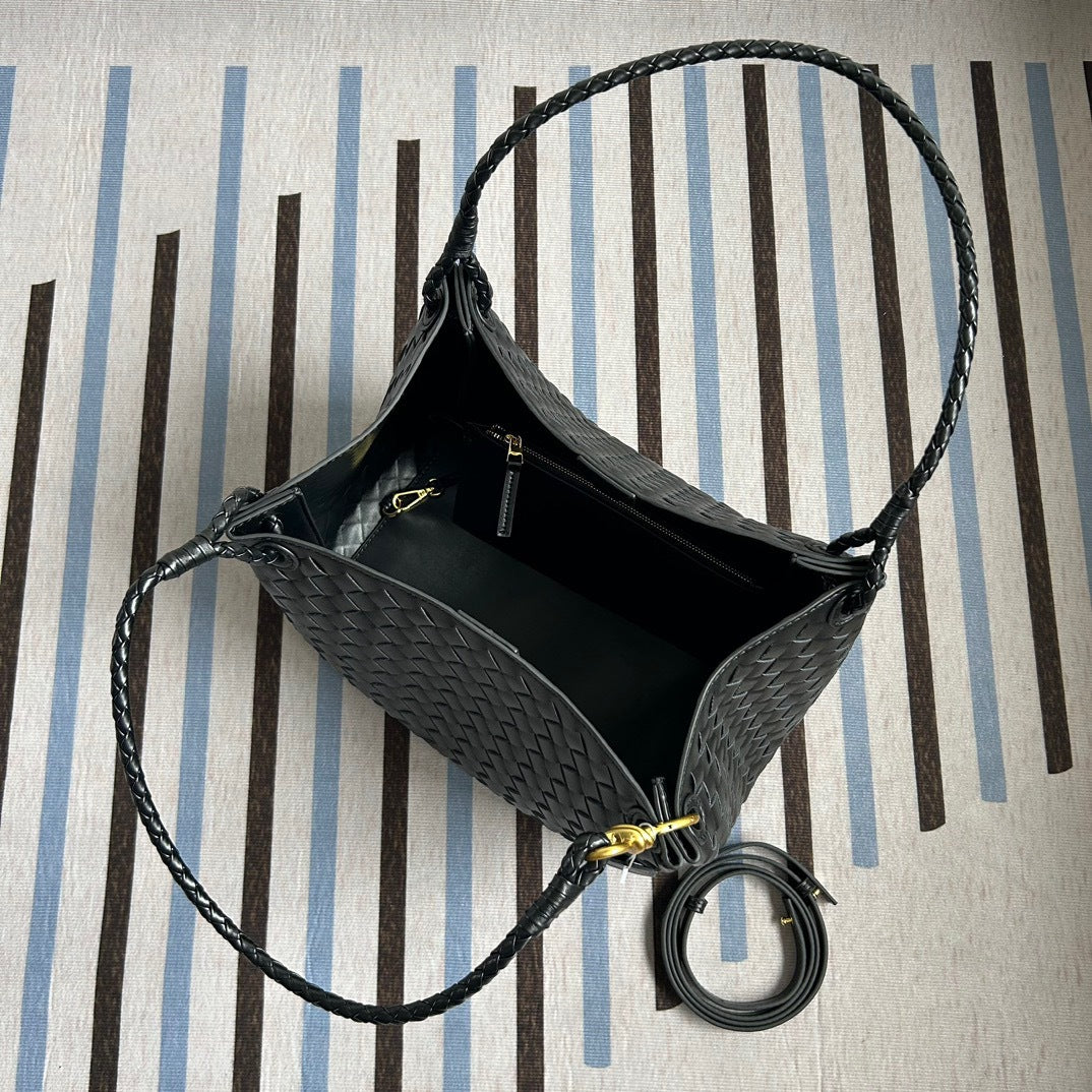 Woven Cow Leather Tote Bag – Large Capacity Handbag