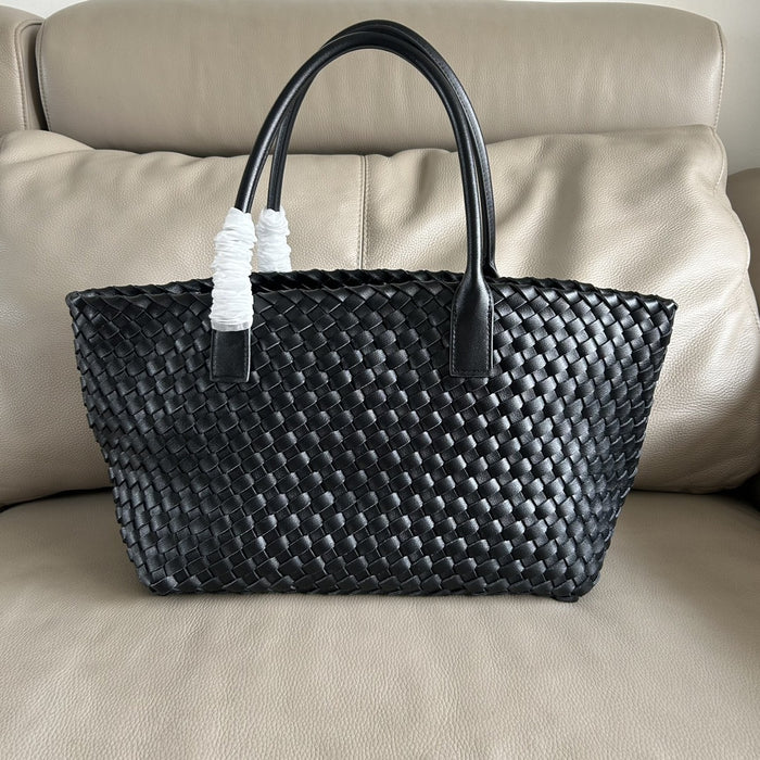 Woven Leather Tote Bag Large Capacity Shopping Shoulder Bag