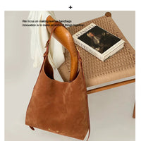 Nubuck Leather Tote Bag for Women – Large Capacity Shoulder & Handbag