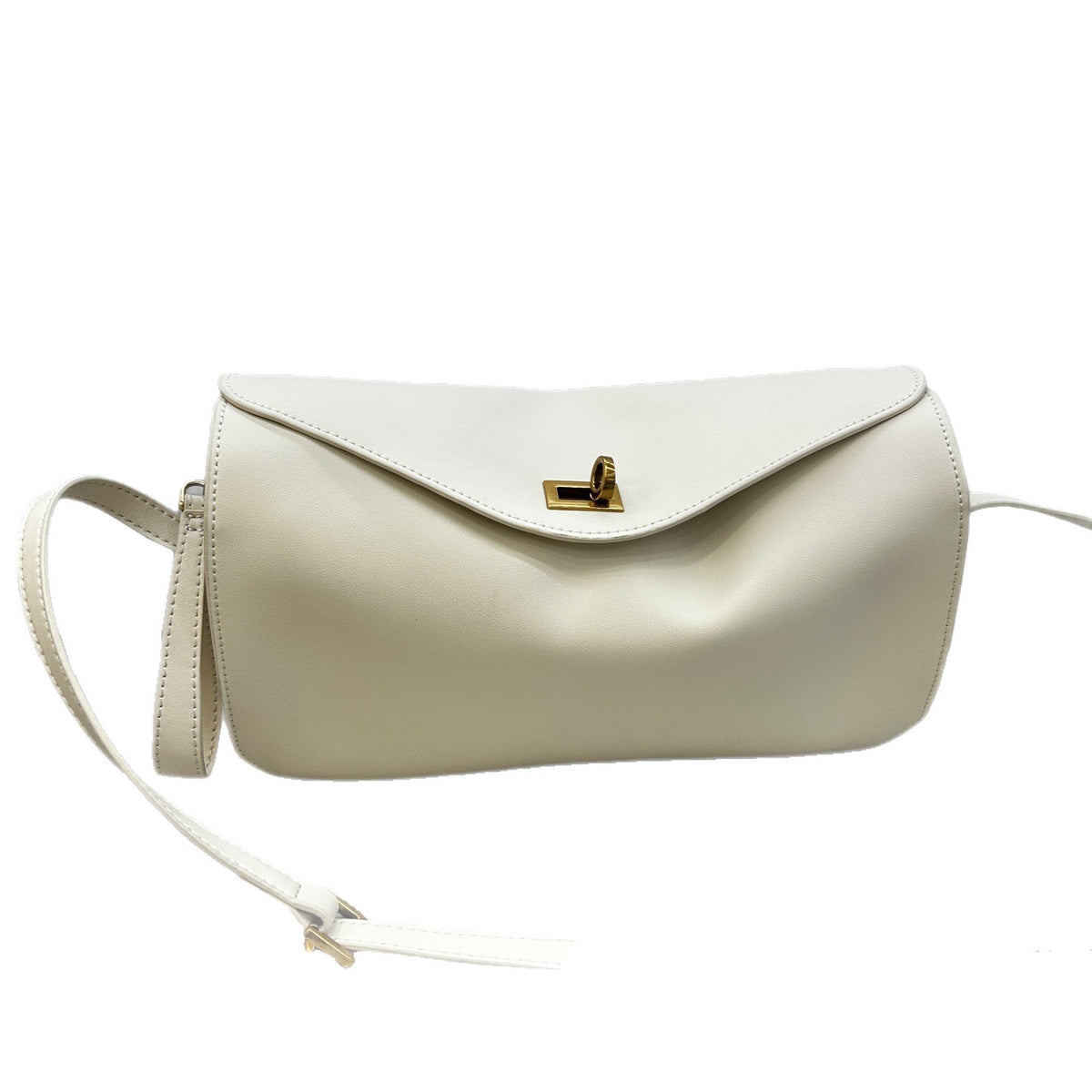 Top-Grain Leather Pillow Tote with Lock Closure