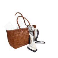 Woven Cowhide Leather Tote Bag for Women