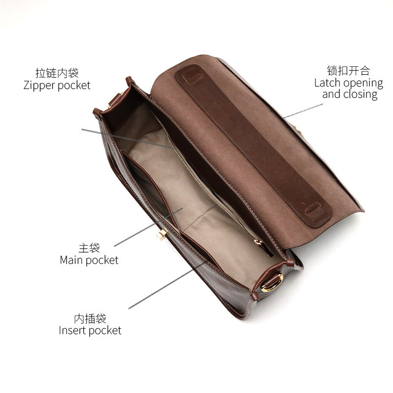 Women’s Leather Vintage Messenger Bag – Handbag & Crossbody