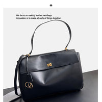 Chain Strap Leather Crossbody Bag – Elegant Lock Closure