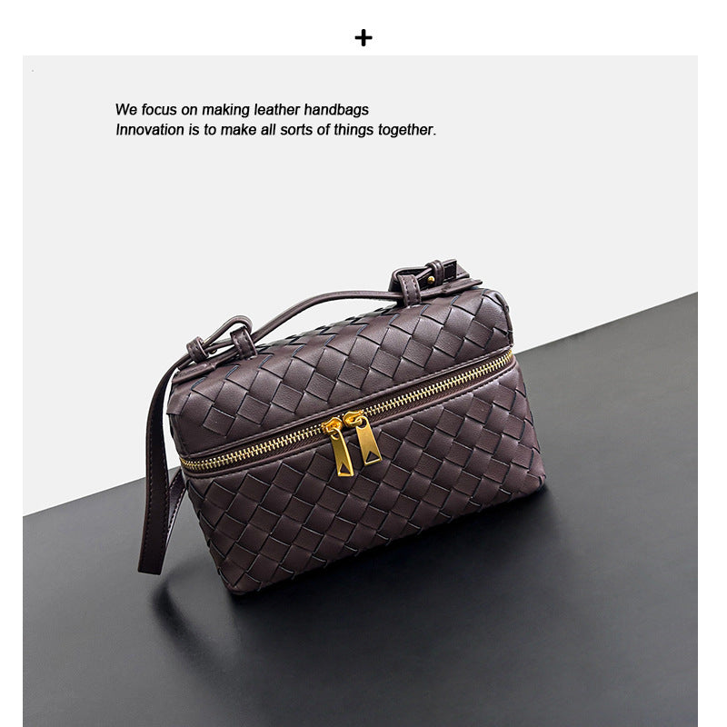 Women’s Woven Leather Handbag – Small Top-Grain Shoulder & Crossbody Bag