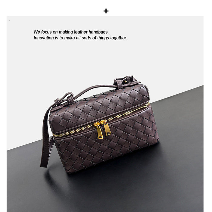 Women’s Woven Leather Handbag – Small Top-Grain Shoulder & Crossbody Bag