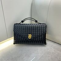 Woven Leather Box Bag – Women Top Handle Crossbody Handbag