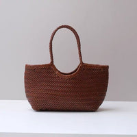 Woven Cowhide Leather Basket Bag – Shoulder & Handbag