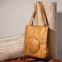 Genuine Leather Tote Bag – Handcrafted Water-Dyed Shoulder & Handbag