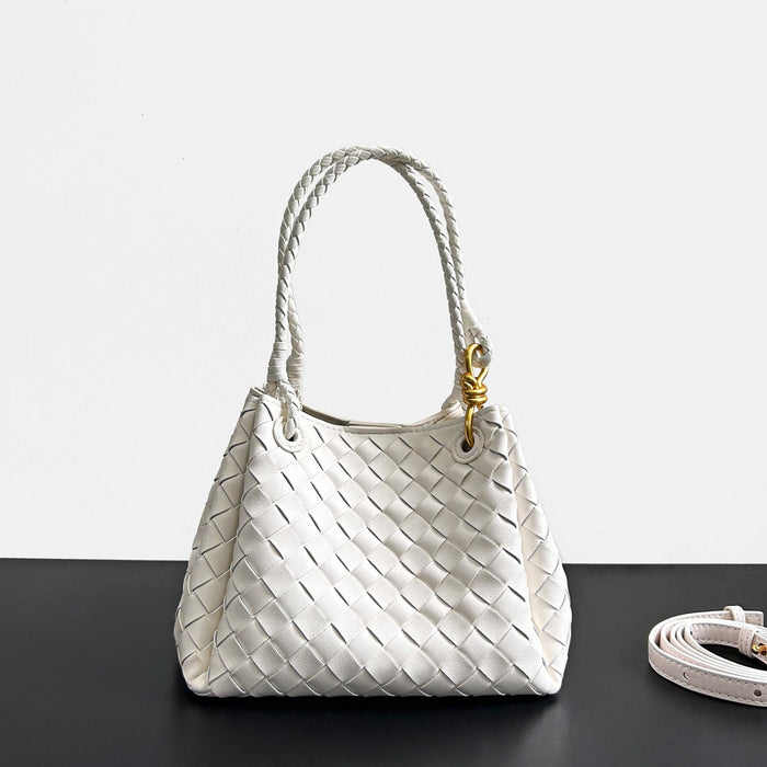 Women’s Woven Leather Bucket Bag – Soft Genuine Cowhide