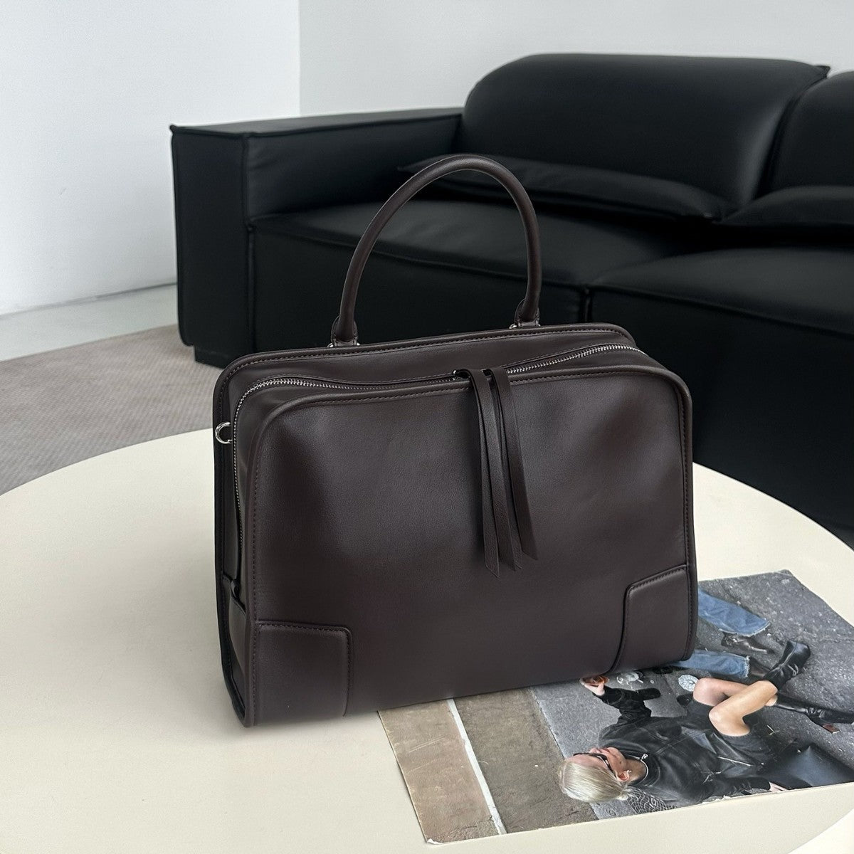 Vintage Cowhide Leather Tote Bag – Shoulder & Handbag