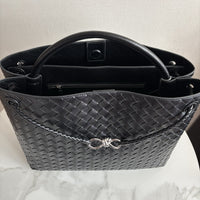 Large Woven Cowhide Leather Tote Bag