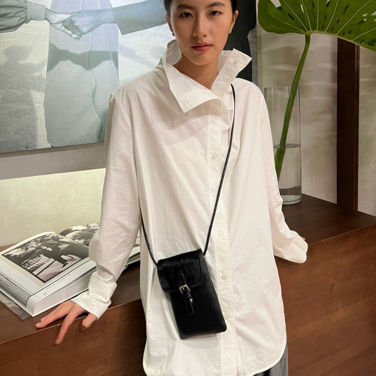 Women’s Leather & Haircalf Phone Bag – Mini Crossbody Shoulder Bag