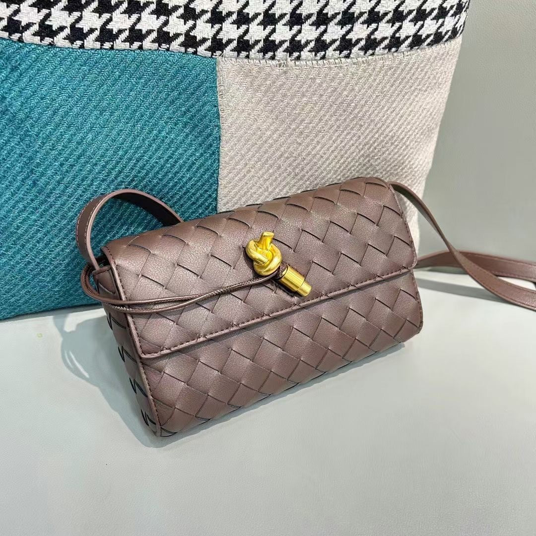 Premium Cowhide Leather Woven Mini Shoulder Bag – Crossbody & Handbag