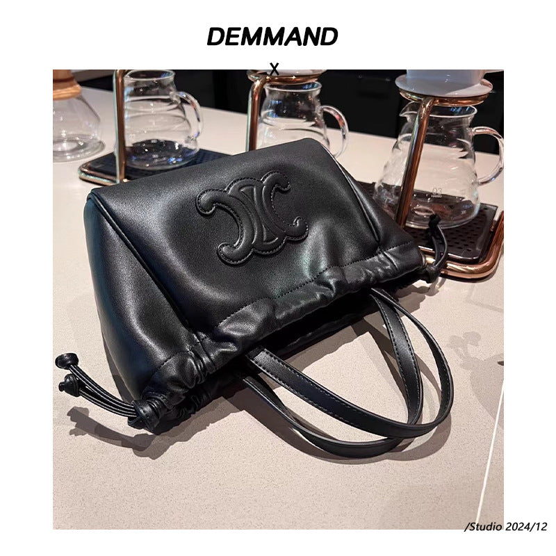 Vintage Cowhide Arch Tote Bag Women Shoulder Handbag Crossbody