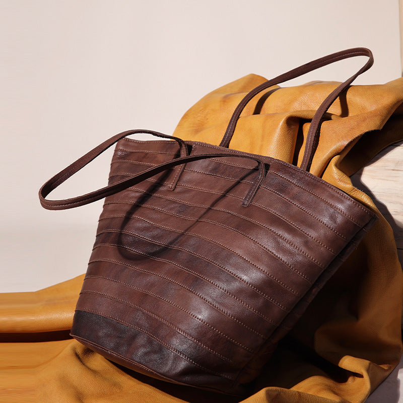 Genuine Leather Shoulder Bag – Large Capacity Tote Handbag