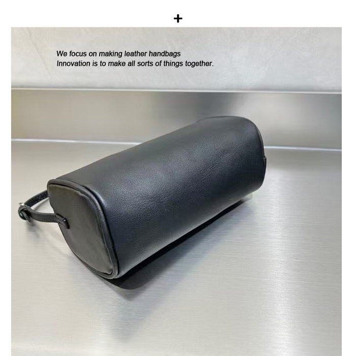 Women’s Mini Leather Cylinder Bag – Small Handheld & Crossbody Purse