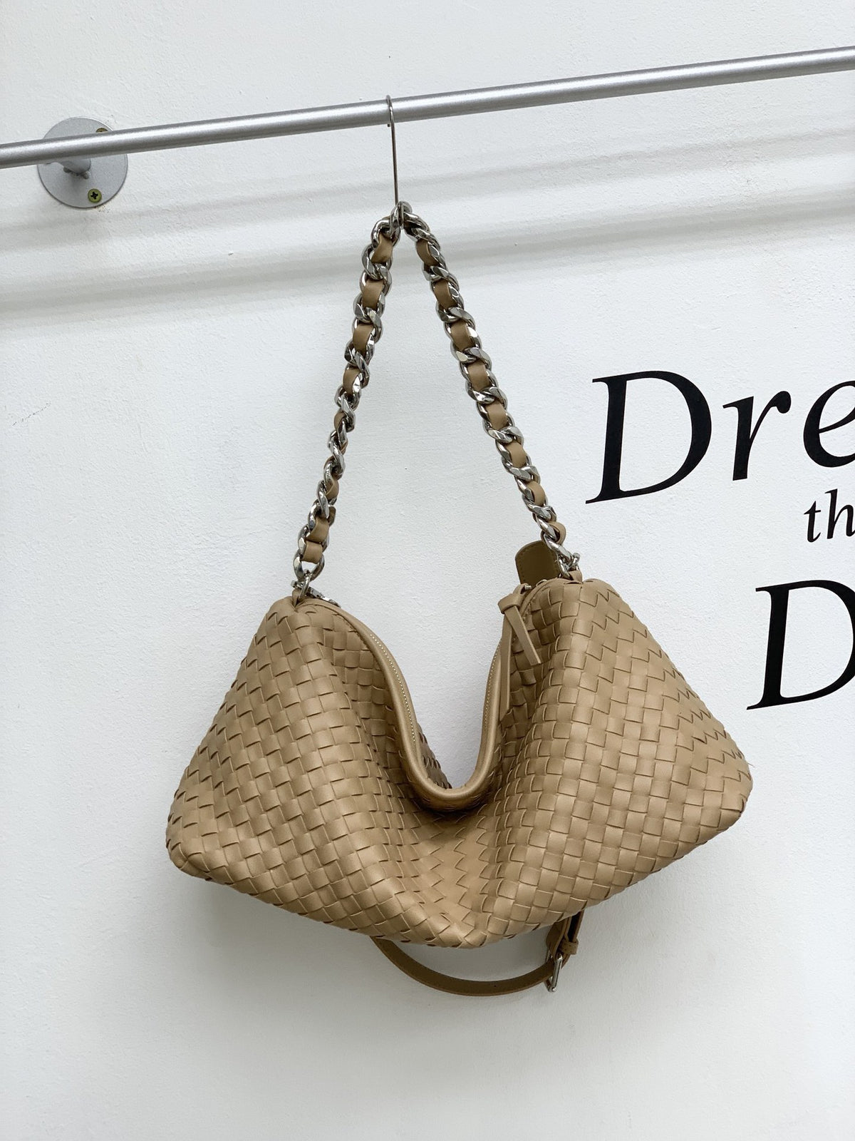 Woven Cowhide Leather Shoulder Bag – Large Capacity Tote