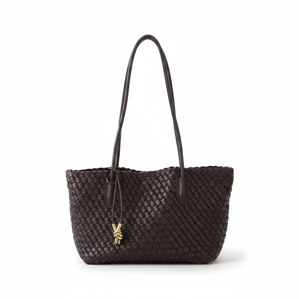 Woven Leather Tote Bag – Large Capacity Shoulder Bag