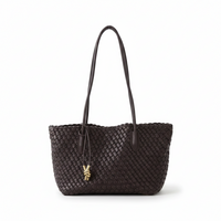 Woven Leather Tote Bag – Large Capacity Shoulder Bag
