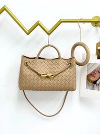 Women’s Woven Genuine Leather Handbag – Cowhide Shoulder Bag