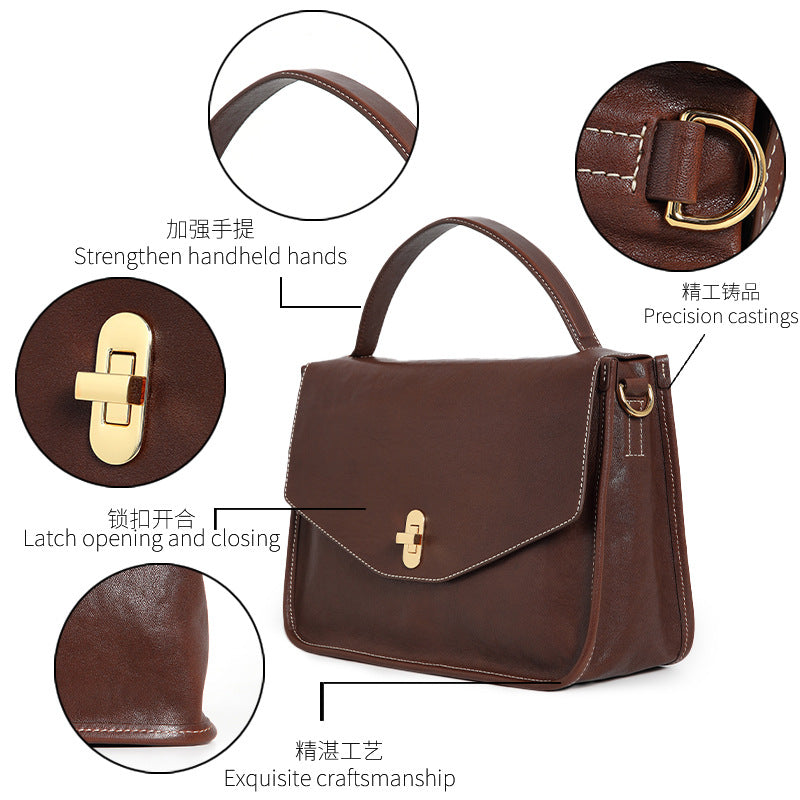 Women’s Leather Vintage Messenger Bag – Handbag & Crossbody