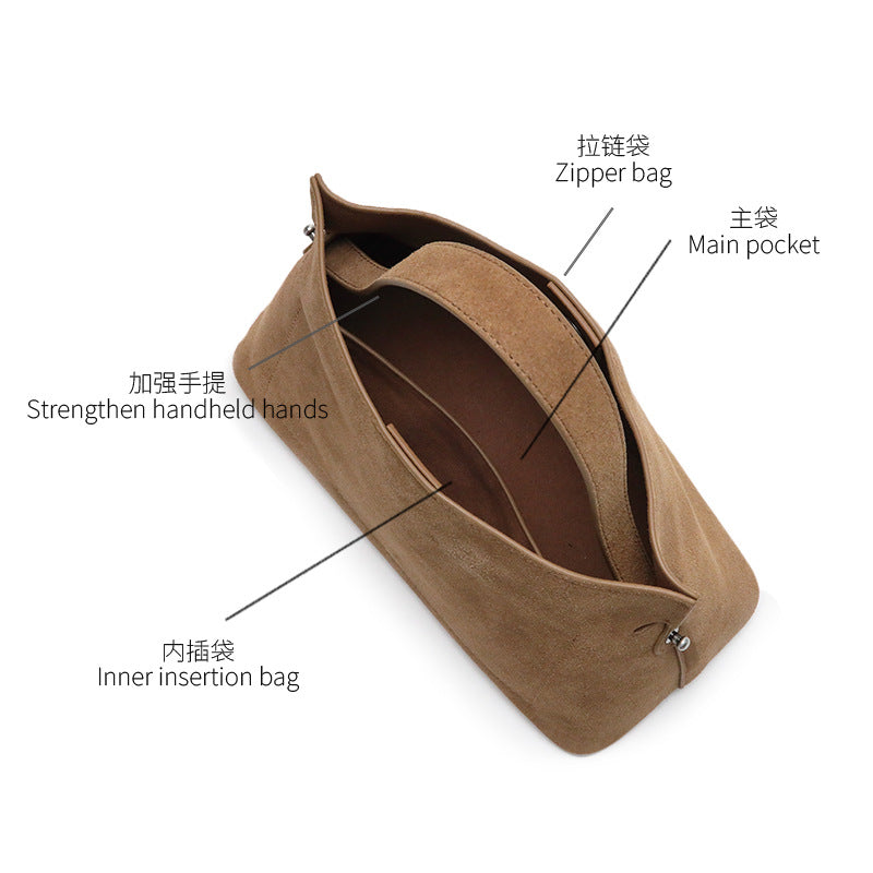 Women’s Nubuck Leather Shoulder Bag – Casual Handbag and Crossbody Bag