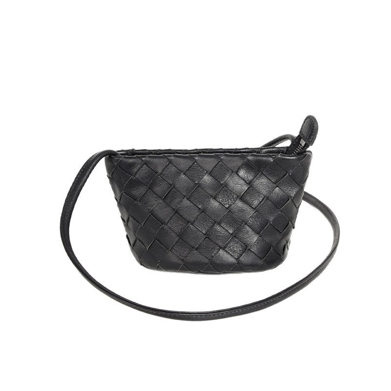 Genuine Leather Shoulder Bag – Woven Small Crossbody Bag