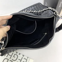 Woven Cowhide Leather Shoulder Bag – Large Capacity Tote