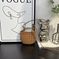Top-Grain Cowhide Woven Mini Shoulder Bag Crossbody