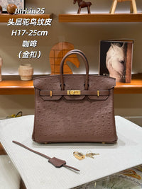 Ostrich Pattern Cowhide Leather Handbag for Women