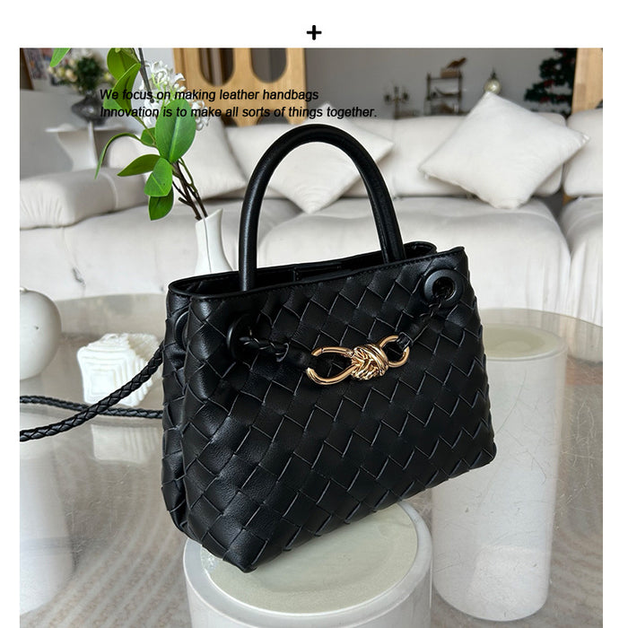 Premium Woven Cowhide Leather Handbag – Shoulder & Crossbody