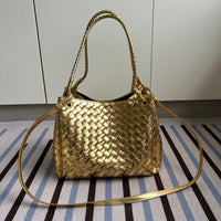 Woven Cow Leather Tote Bag – Large Capacity Handbag