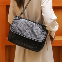 Women’s Ruched Shoulder Bag – Flap Chain Crossbody Handbag