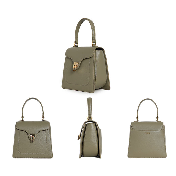 Genuine Leather Shoulder Bag – Vintage Nubuck Small Square Handbag