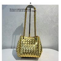 Women’s Handwoven Leather Chain Bag – Parachute Crossbody & Shoulder