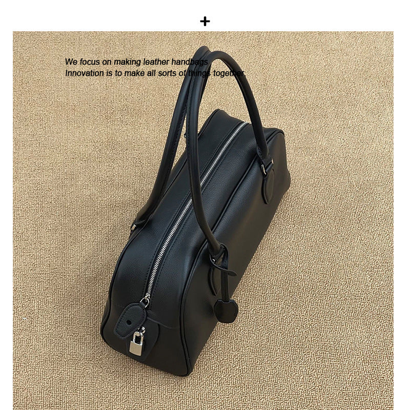 Women’s Leather Bowling Bag – Large Boston Shoulder & Crossbody Bag