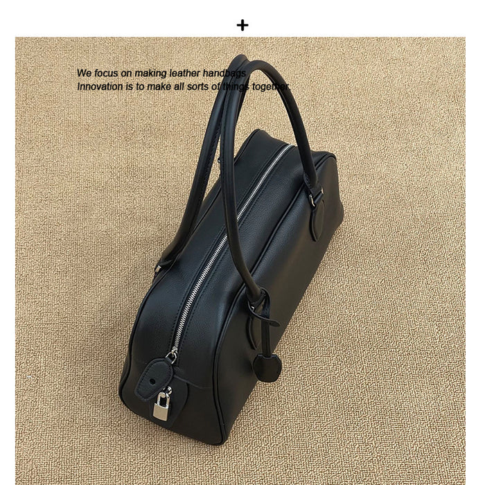 Women’s Leather Bowling Bag – Large Boston Shoulder & Crossbody Bag