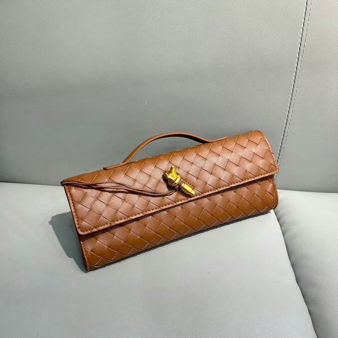 Elegant Woven Cowhide Leather Evening Bag – Shoulder & Handbag