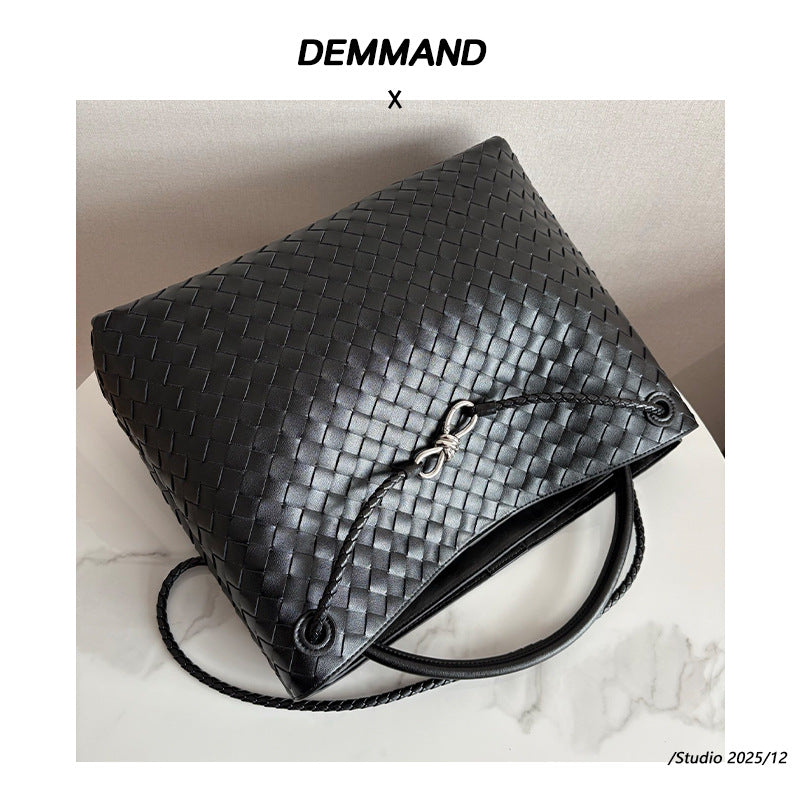 Large Woven Cowhide Leather Tote Bag