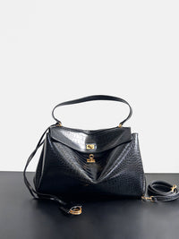 Chain Strap Leather Crossbody Bag – Elegant Lock Closure