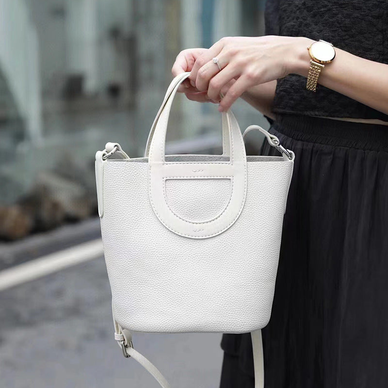 Women’s Genuine Leather Bucket Bag – Large Capacity Shoulder Handbag