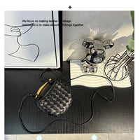 Top-Grain Cowhide Woven Mini Shoulder Bag Crossbody