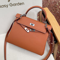 Women’s Lychee Grain Leather Mini Bag – Silver Buckle Shoulder & Crossbody