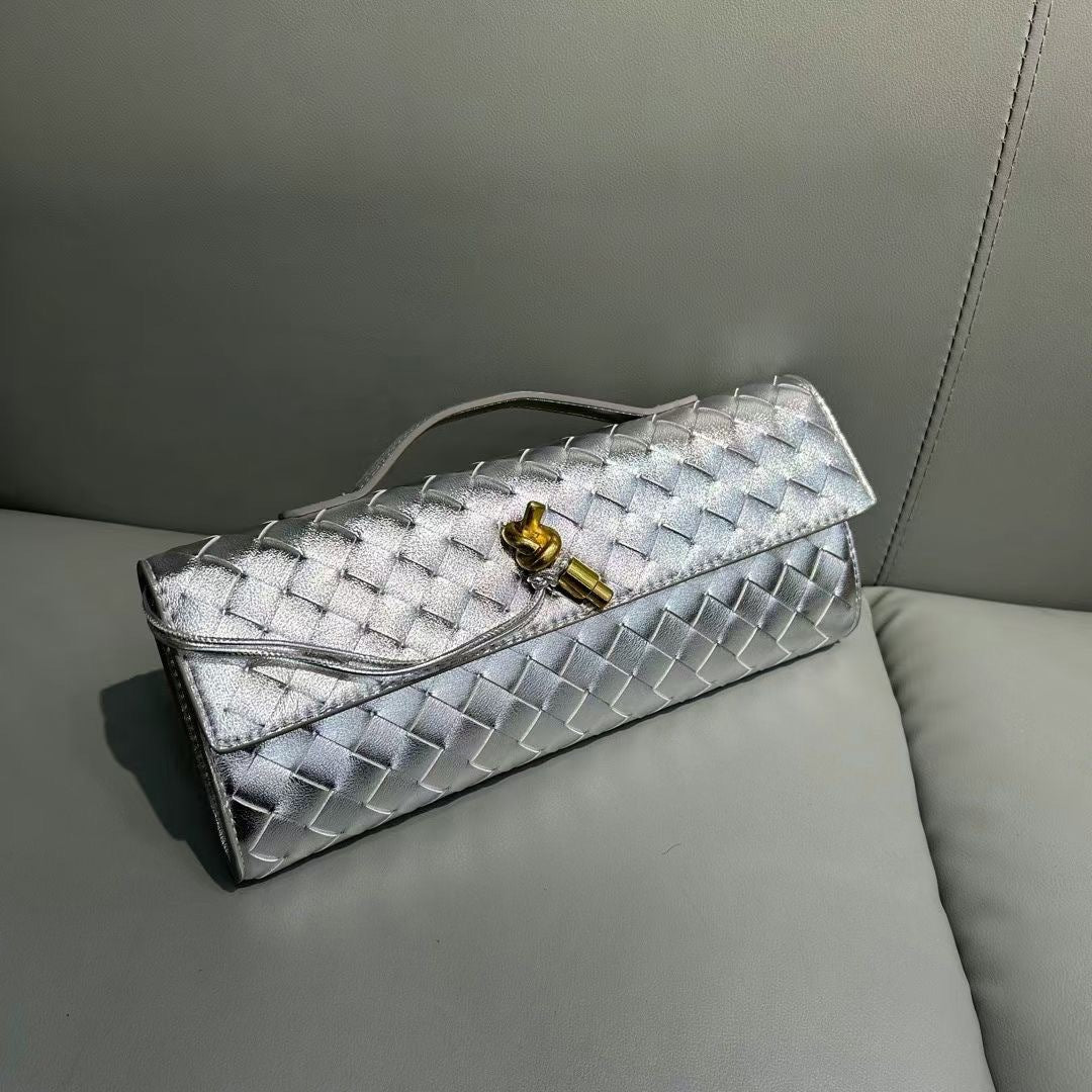 Elegant Woven Cowhide Leather Evening Bag – Shoulder & Handbag