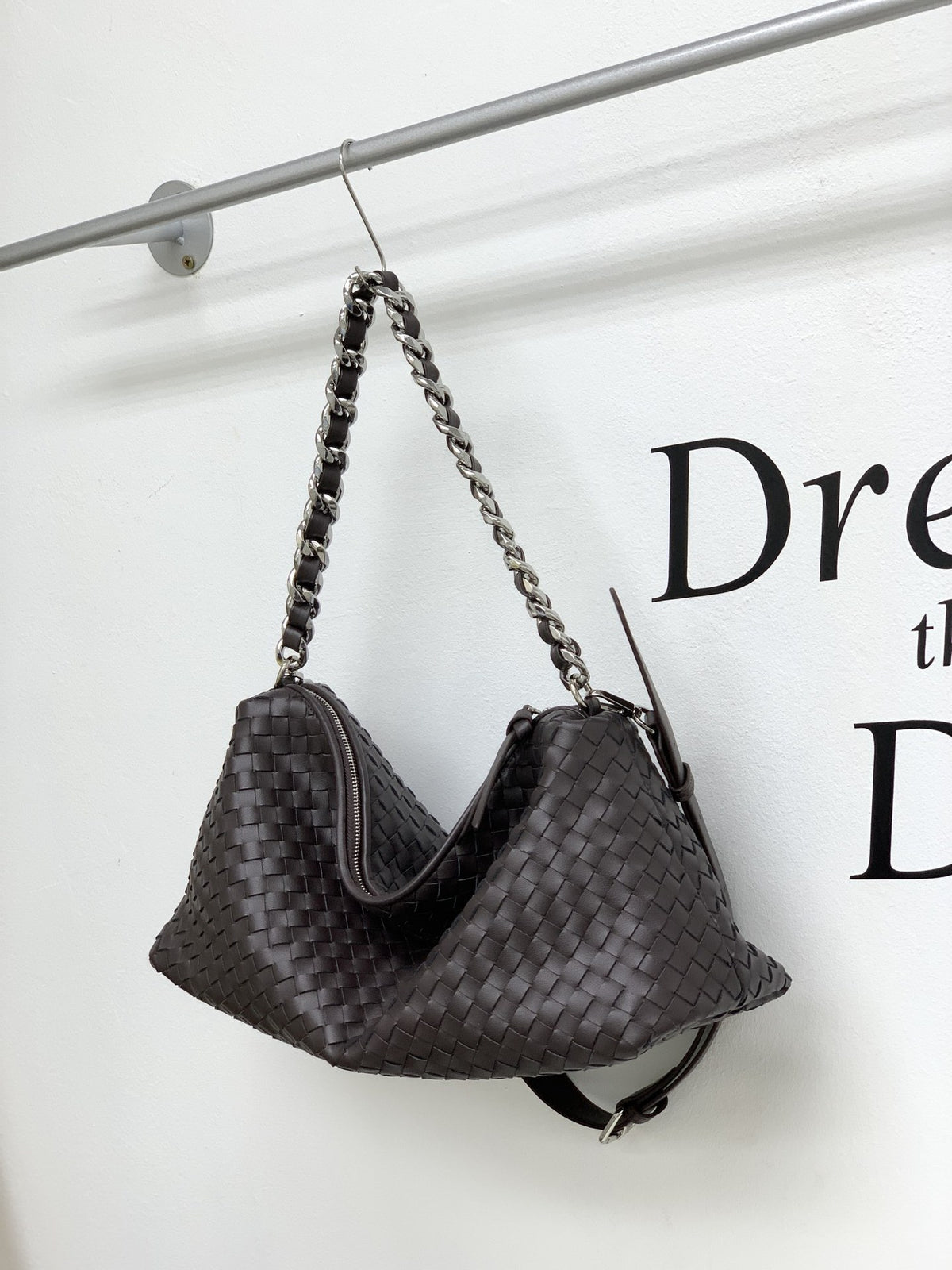 Woven Cowhide Leather Shoulder Bag – Large Capacity Tote