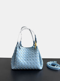 Woven Cow Leather Tote Bag – Large Capacity Handbag