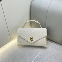 Woven Leather Box Bag – Women Top Handle Crossbody Handbag